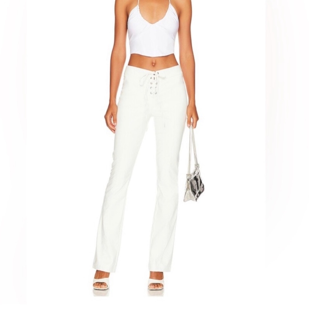 H:ours revolve leather white pants